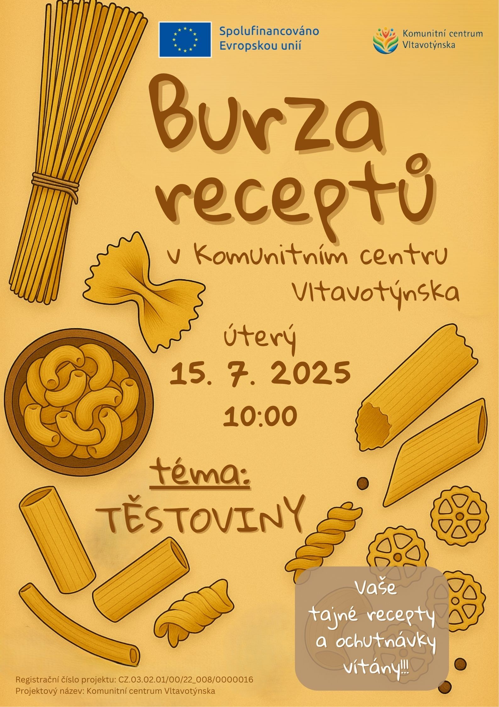 BURZA RECEPTŮ NA TÉMA "TĚSTOVINY"